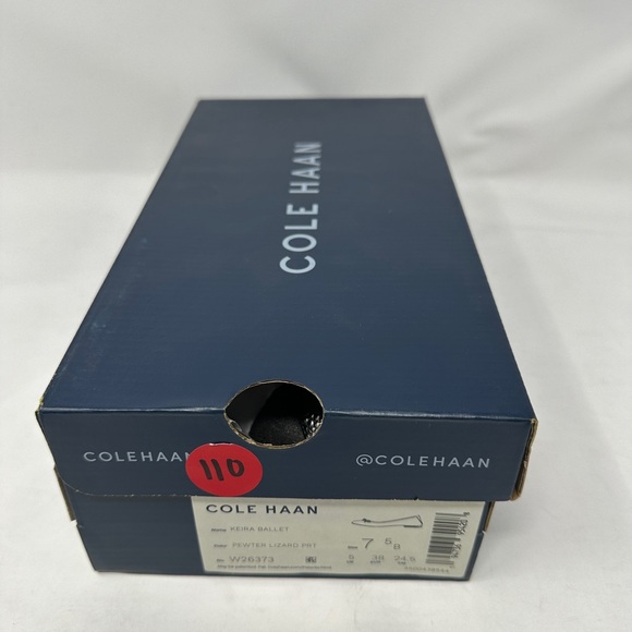 Cole Haan Keira Ballet Flats Pewter Lizard Embossed Leather Women’s 7.5 B NEW - Picture 9 of 9